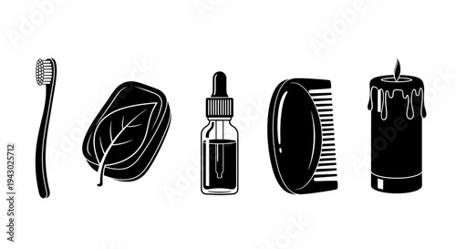 Assorted personal grooming and hygiene tools in a flat design style