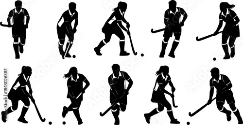 Field hockey players silhouette, Field hockey silhouettes, Hockey player silhouettes, Field hockey svg, Field hockey clipart, Field hockey vector
