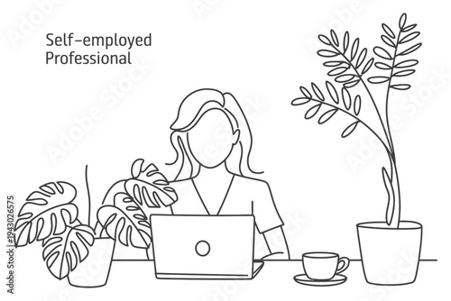 Self-employed professional woman working on laptop at home office