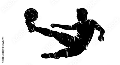Man Kicking Soccer Ball in Action.