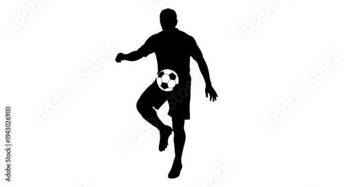 Silhouette of Man Playing Soccer.