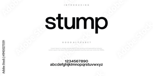 Stump Modern minimal abstract alphabet fonts. Typography technology, electronic, movie, digital, music, future, logo creative font. vector illustration