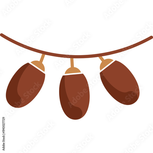 Date Palm Fruit Garland: Illustration of a cluster of ripe date palm fruits elegantly arranged, a symbol of natural abundance and cultural significance.