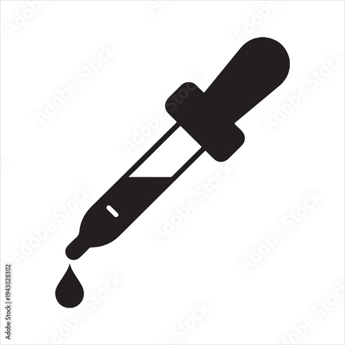 Eye dropper icon for website vector design. Black dropper illustration against a white background. silhouette vector illustration