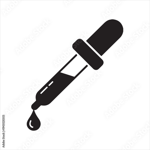 Eye dropper icon for website vector design. Black dropper illustration against a white background. silhouette vector illustration