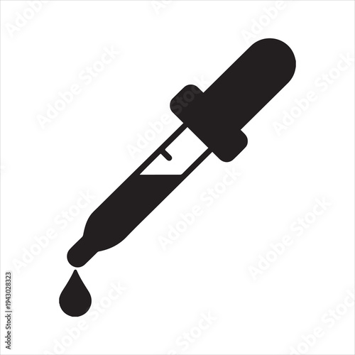 Eye dropper icon for website vector design. Black dropper illustration against a white background. silhouette vector illustration