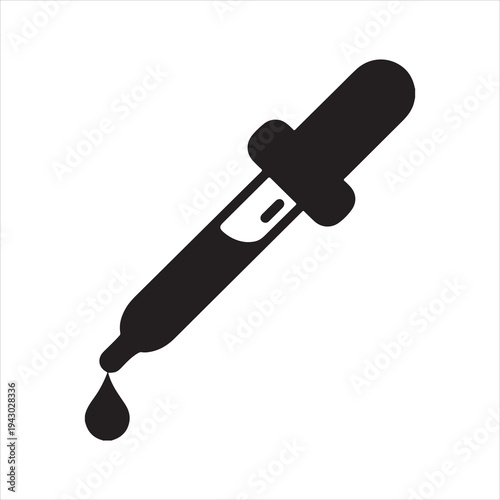 Eye dropper icon for website vector design. Black dropper illustration against a white background. silhouette vector illustration