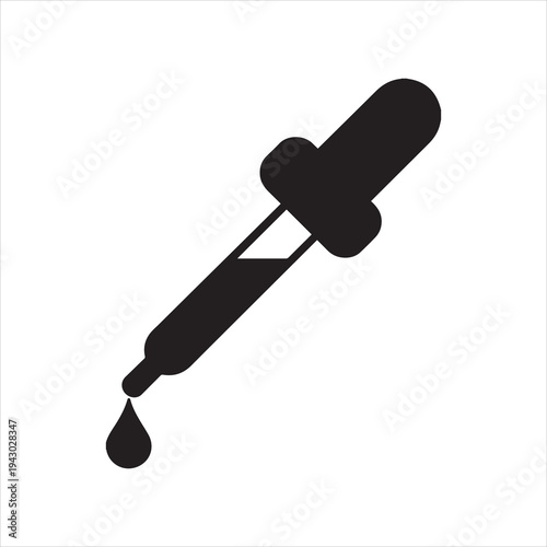 Eye dropper icon for website vector design. Black dropper illustration against a white background. silhouette vector illustration