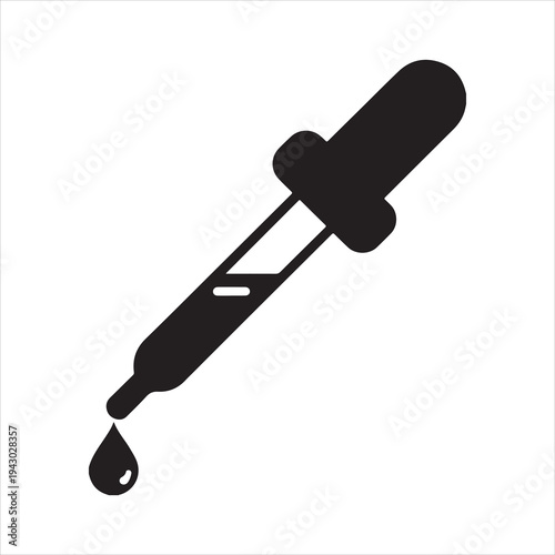 Eye dropper icon for website vector design. Black dropper illustration against a white background. silhouette vector illustration