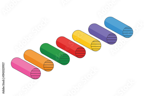 A colorful crayon illustration of vibrant wax sticks in various hues