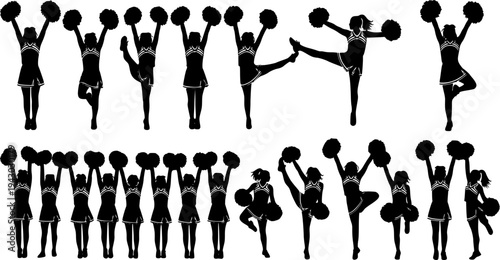 Cheerleader silhouette, Cheerleader Cut Files, Cheer, Cheer Girls Silhouette Bundle, Cheerleader silhouettes, Cheerleader girl vector
