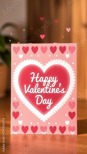 A Valentine's Day card decorated with a striking red heart as the central element of the design.