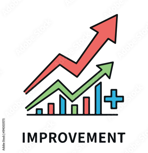 Improvement Vector Icon – Growth, Progress, Business Success, Data Chart