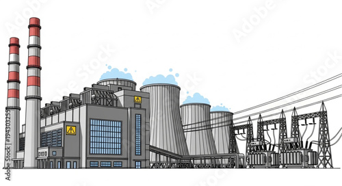 Industrial Power Plant Facility Complex.