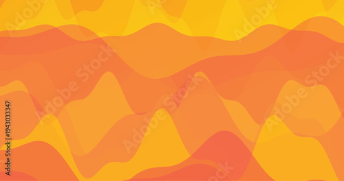 Vibrant abstract background with flowing orange and yellow transparent waves creating a dynamic pattern