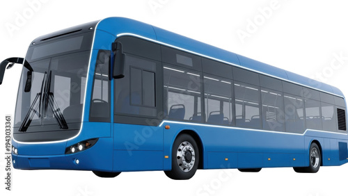 Billede på lærred Isolated modern blue electric city bus for comfortable urban public transportation