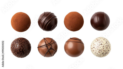 Φωτογραφία Isolated collection of delicious gourmet chocolate truffles with various decorat