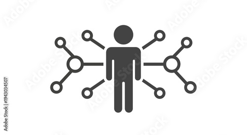 Human Network Icon Vector Illustration of Social Connections and Communication Systems, Representing Global Reach and Interconnectedness for Digital Platforms