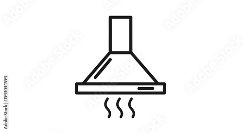 Kitchen Range Hood Icon Vector Illustration with Smoke Swirls, Modern Appliance Graphic for Culinary Design and Home Improvement Concepts