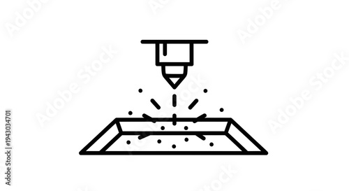 Laser Cutting Icon Vector Illustration of Industrial Manufacturing Process with Sparks and Material, Clean Design for Technology and Engineering Concepts