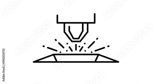Laser Cutting Icon Vector Illustration of Industrial Technology Process for Manufacturing and Fabrication, Clean Line Art Graphic for Digital and Print Applications