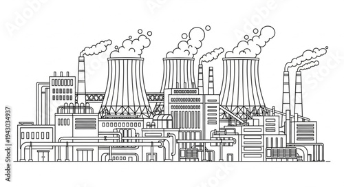 Industrial Power Plant Illustration Factory.