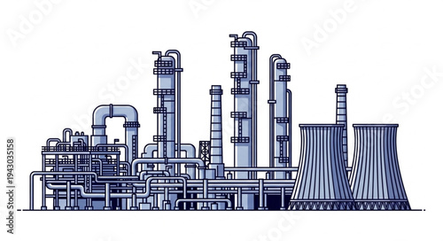 Industrial Power Plant Illustration.