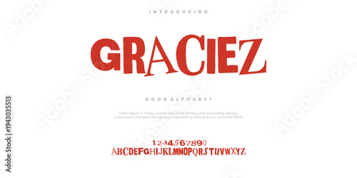 Graciez Fashion font alphabet. Minimal modern urban fonts for logo, brand etc. Typography typeface uppercase lowercase and number. vector illustration