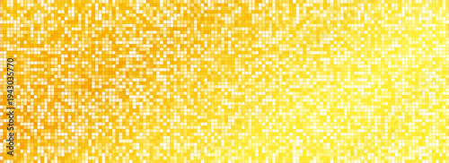 Shining gold disco party pattern background. Iridescent golden sequin mosaic texture. Sparkling yellow halftone wallpaper. Pop up comic glowing glitter backdrop. 70s or 80s Geometric vector design