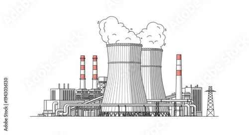 Industrial Power Plant Illustration.