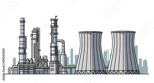 Industrial Power Plant Illustration.