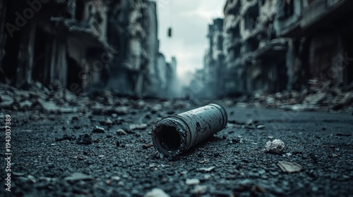 Ruined city street shell
