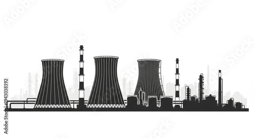 Industrial Power Plant Silhouette Illustration.
