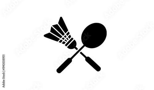 Badminton Sports Icon Black Shuttlecock Symbol Minimal Vector Logo