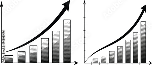 Two bar graphs with exponential growth trends