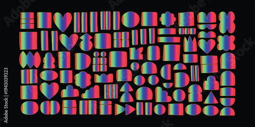 Vibrant multicolored bullet patterns on a black background