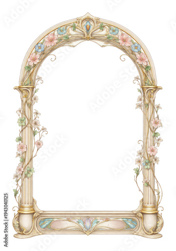 PNG Elegant floral vintage frame illustration.