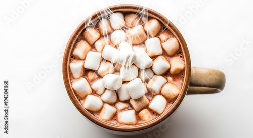 Hot cocoa with marshmallows in a ceramic mug