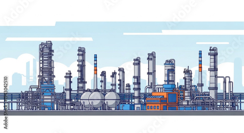 Industrial Refinery Plant Complex Structure.