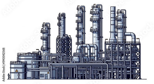 Industrial Refinery Plant Complex Structure.