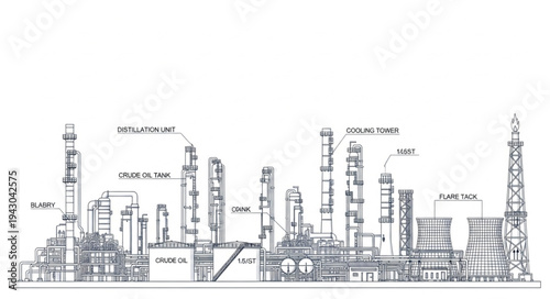 Industrial Refinery Plant Complex Structure.