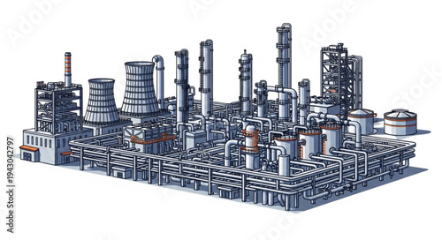 Industrial Refinery Plant Complex Structure.