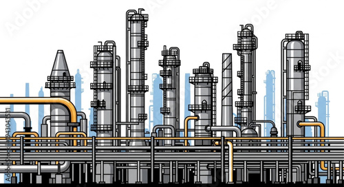 Industrial Refinery Plant with Pipes.