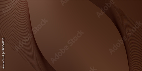 Chocolate wavy background. MIlk chocolate cream, dark brown color flowing liquid, smooth silk texture lines wave modern elegant