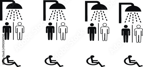 Accessible shower and restroom symbols for people with disabilities