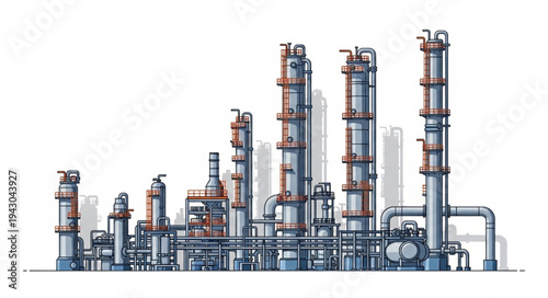 Industrial Refinery Plant with Towers.