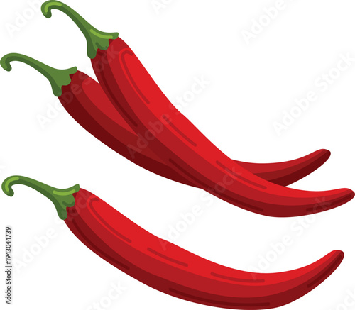 Red peppers spicy vector illustration chili hot food ingredients kitchen vegetables