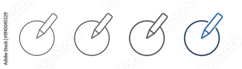 
outline icon set status with circle and pencil design
