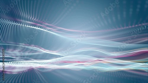 Fantastic video animation with particle wave object in slow motion, 4096x2304 loop 4K