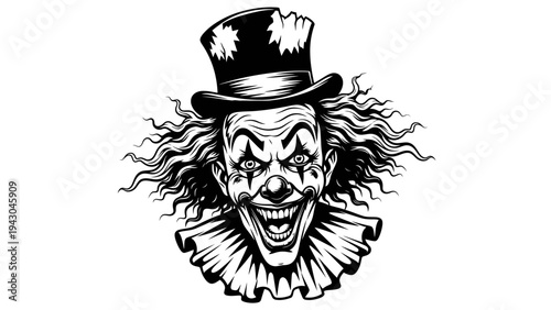 Wallpaper Mural Scary Clown Face with Top Hat, Horror, Halloween, Evil Jester, Creepy Circus Character Torontodigital.ca